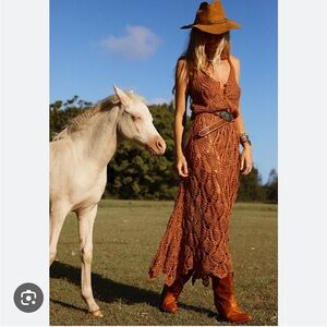 Chasing Unicorns Searching For My Love Crochet + Lurex Maxi Dress